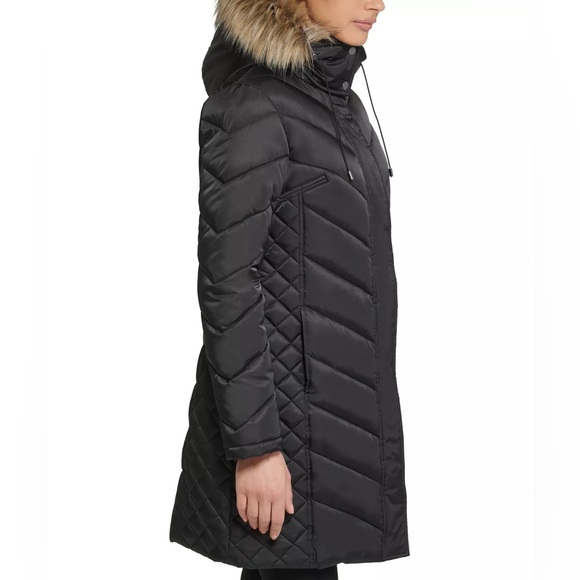 Kenneth Cole Faux-Fur-Trim Hooded Puffer Coat - Picture 7 of 12